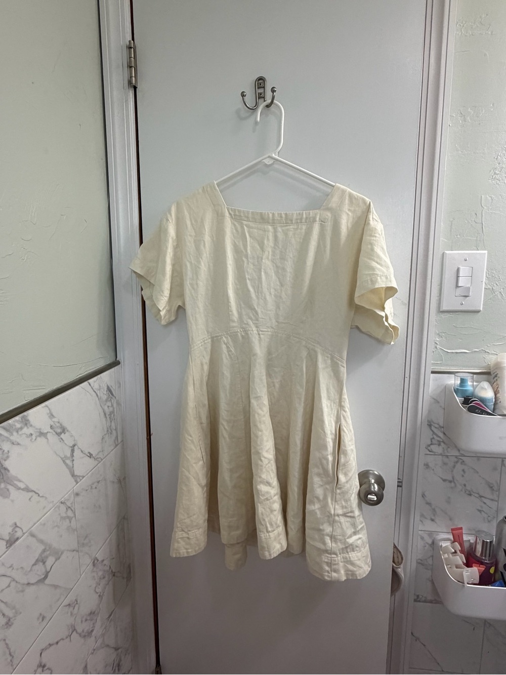 Free People Cream Short-Sleeve Fit-and-Flare Dress